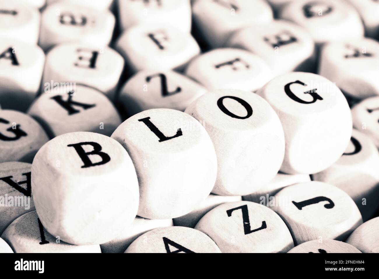 Blog and different letters in the background Stock Photo