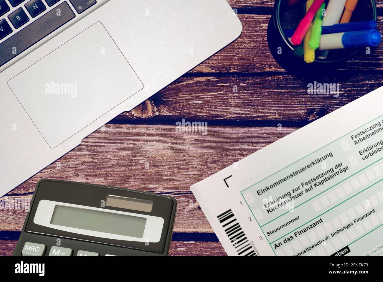 Tax return and a calculator Stock Photo Alamy