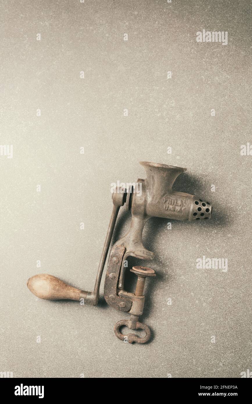 Antique manual meat grinder Stock Photo Alamy