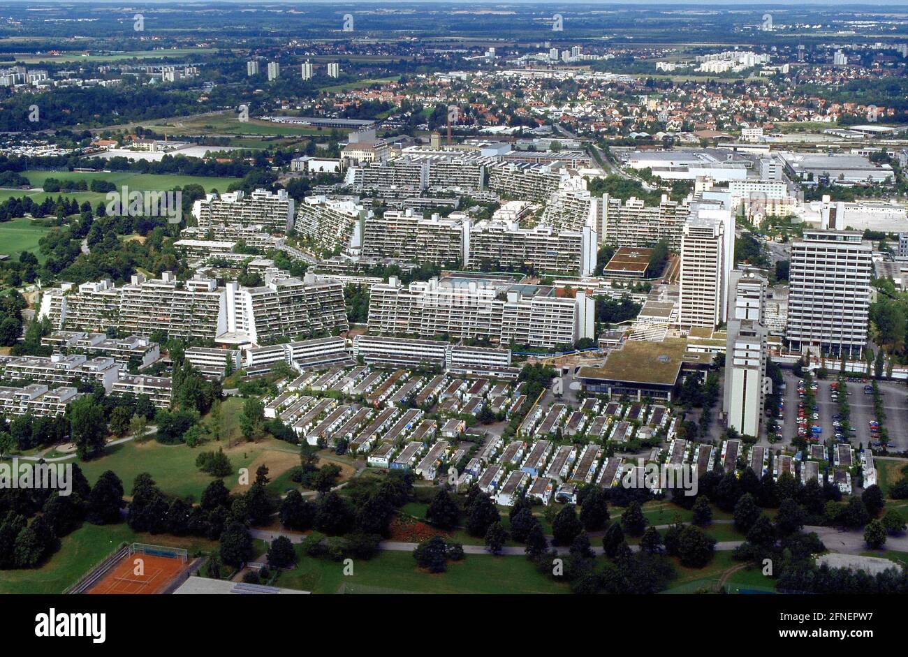 Overview of student housing and Olympic Village in the north of Munich