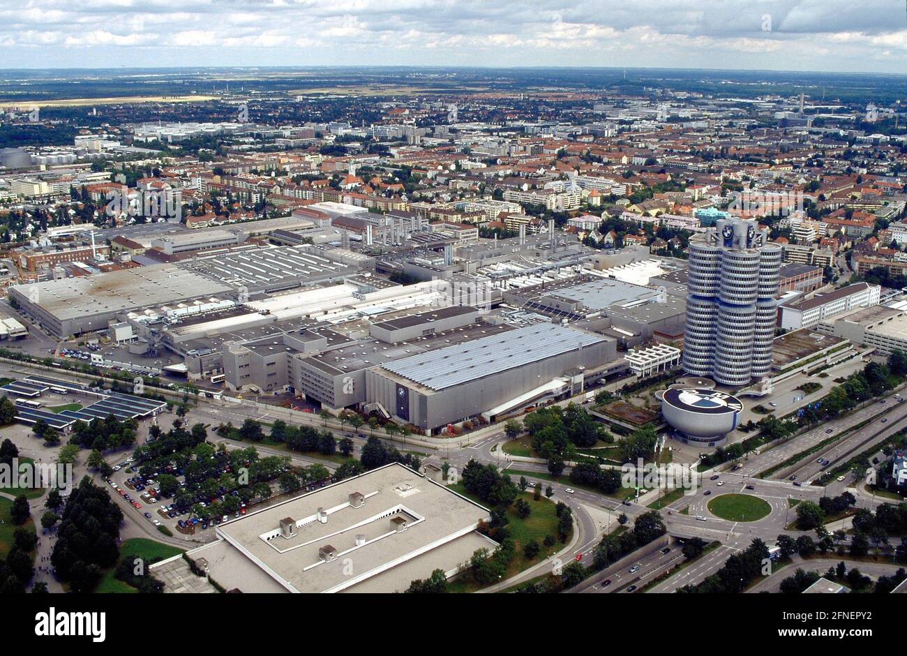 View of the BMW plant in Munich from the television tower. [automated translation] Stock Photo
