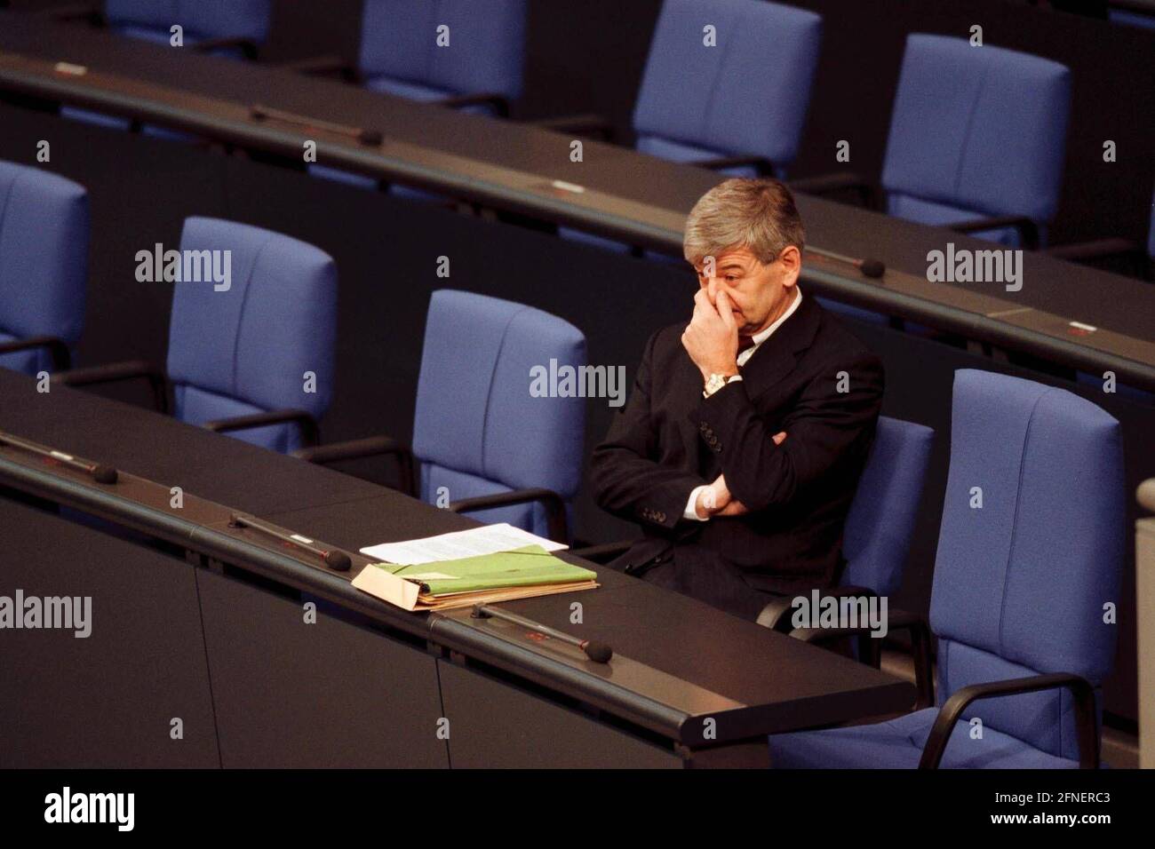 Federal Foreign Minister Joschka Fischer, Alliance 90/The Greens, in the plenary chamber of the German Bundestag. [automated translation] Stock Photo