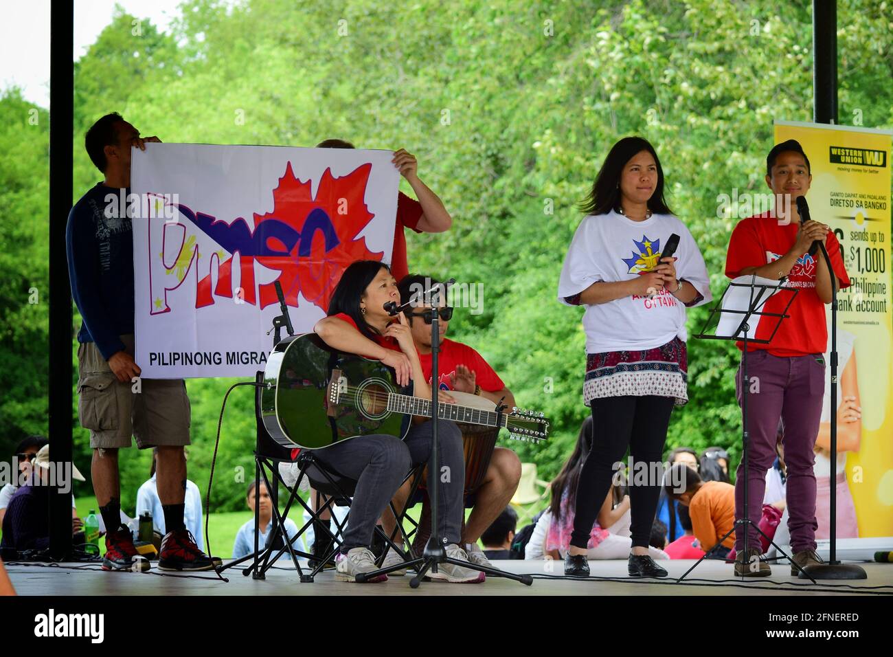 Filipino performers playing music on stage at Philippines Independence