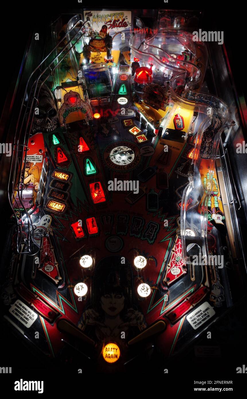 pinball machine in an arcade in Ottawa, Ontario, Canada Stock Photo
