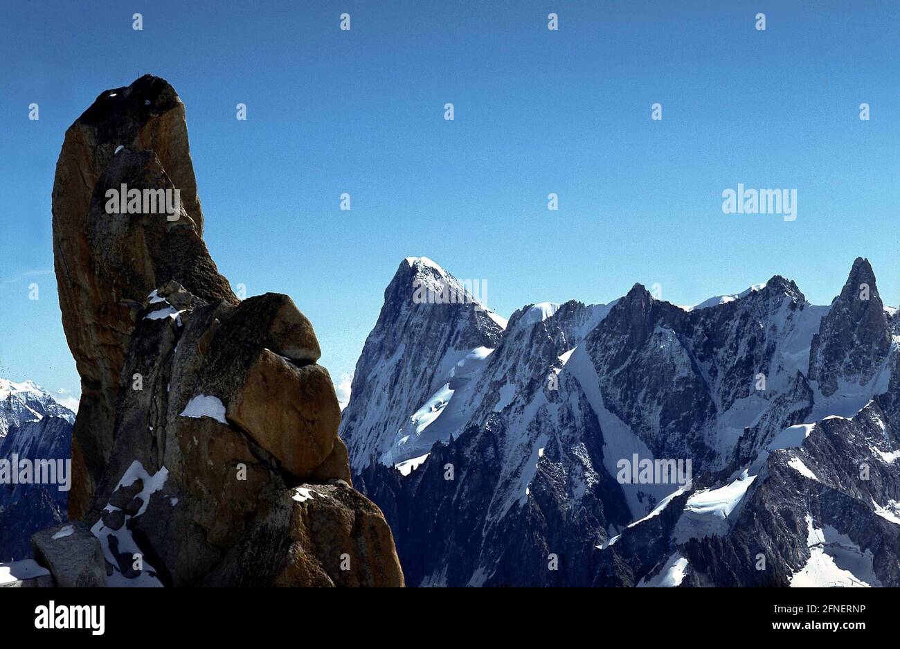 View from the 'Aiguille du Midi' to the Mont Blanc. [automated