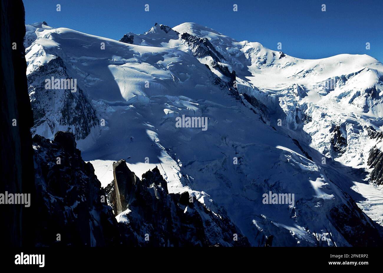 View from the 'Aiguille du Midi' to the Mont Blanc. [automated