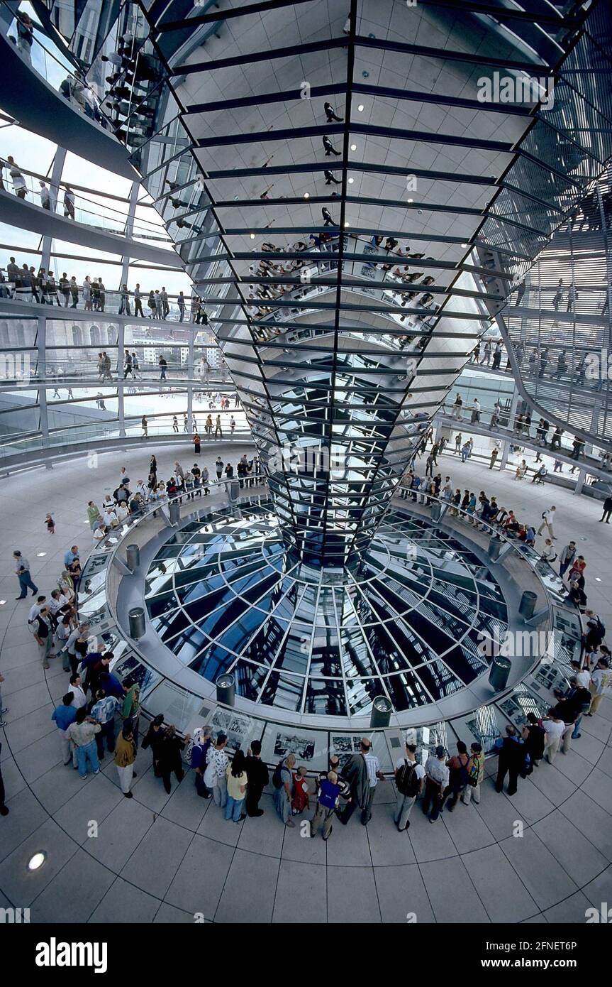 Attraction for visitors to Berlin: the Reichstag dome, here at the open ...