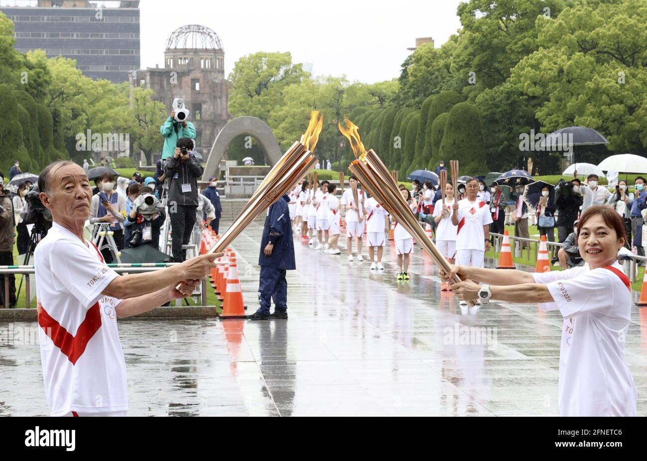 An ignition ceremony for the Tokyo Olympic torch relay is held at Peace ...