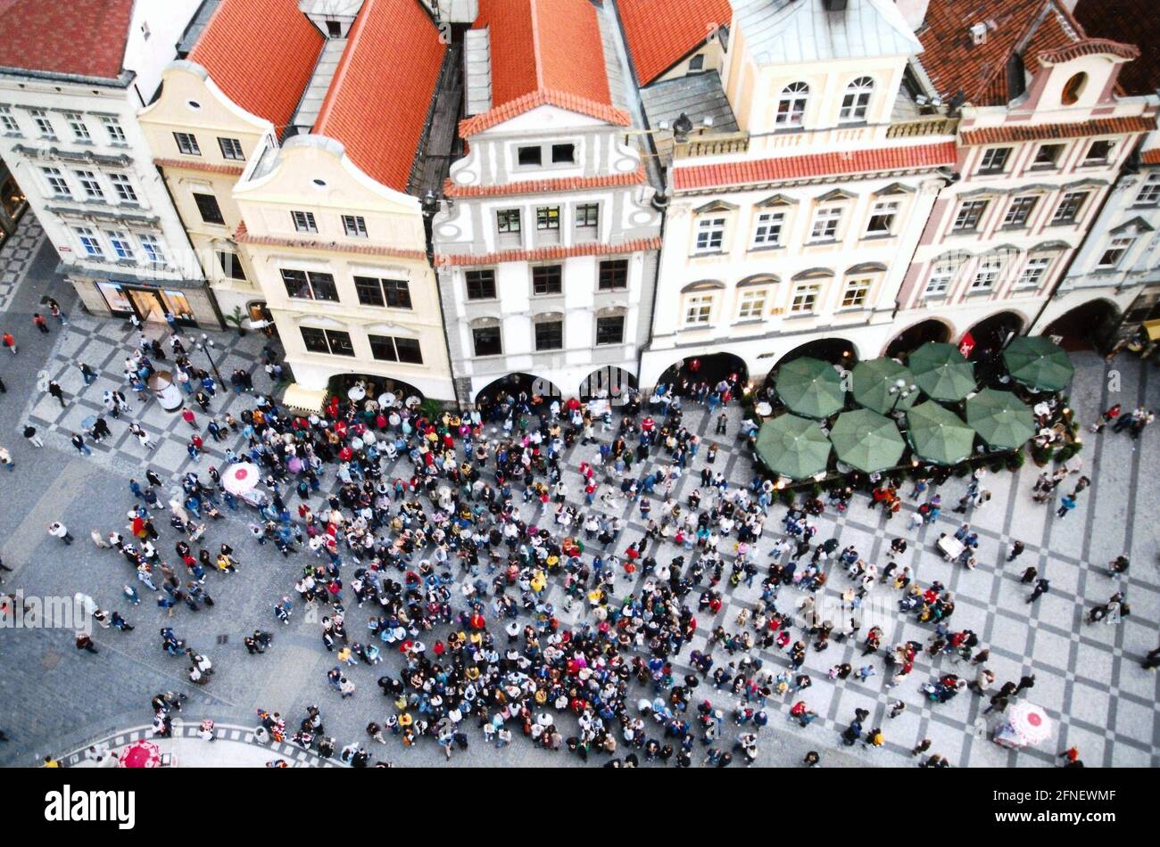 View from the tower of the Old Town Hall to the town houses at the Old Town Square. [automated translation] Stock Photo