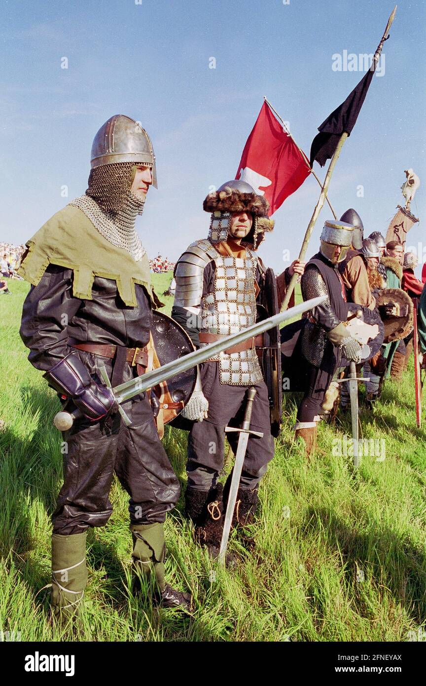 Re-enactment of the Battle of Tannenberg, formerly East Prussia. On July 15, 1410, the Teutonic Order suffered a crushing defeat at the hands of a Polish-Lithuanian army. Over 400 re-enactors from all over Poland took part in this re-enactment. [automated translation] Stock Photo