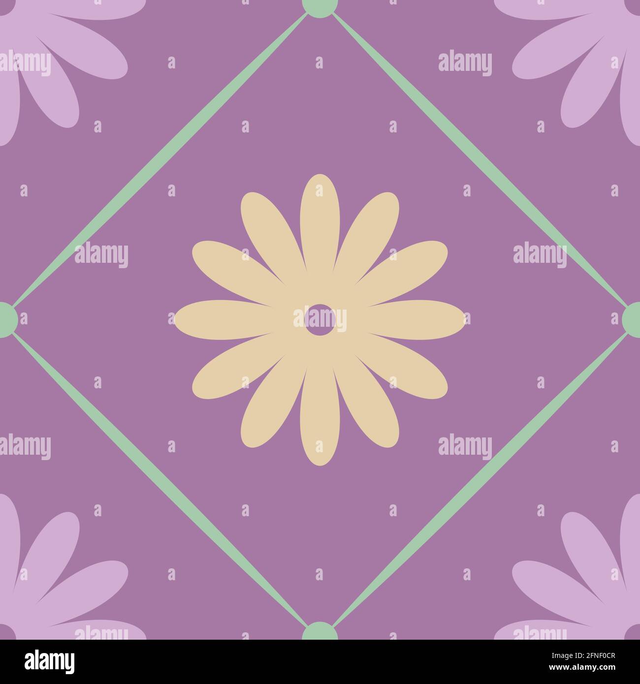 seamless flowers pattern isolated on violet background Stock Vector