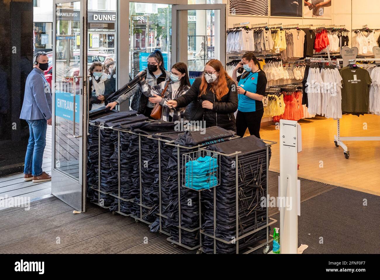 Cork, Ireland. 17th May, 2021. Penneys clothing stores around the country  fully reopened this morning. Queueing