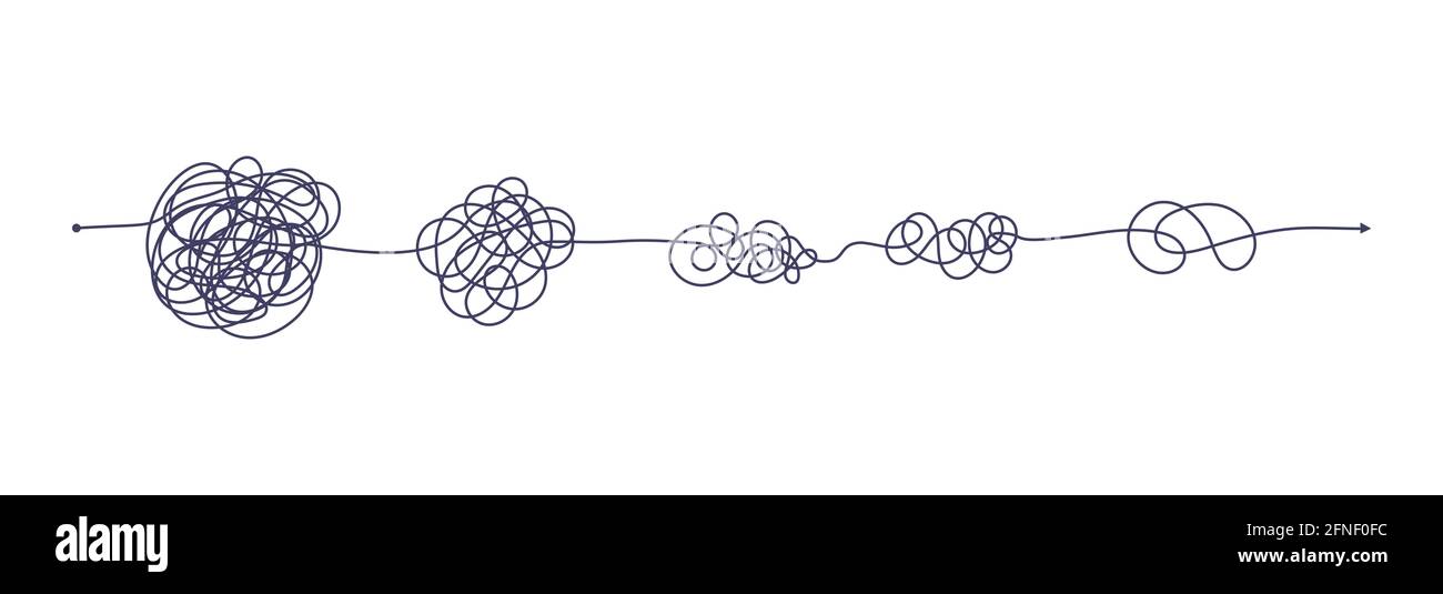 Chaos simplifying, problem solving and business solution searching challenge concept vector illustration set. Stock Vector