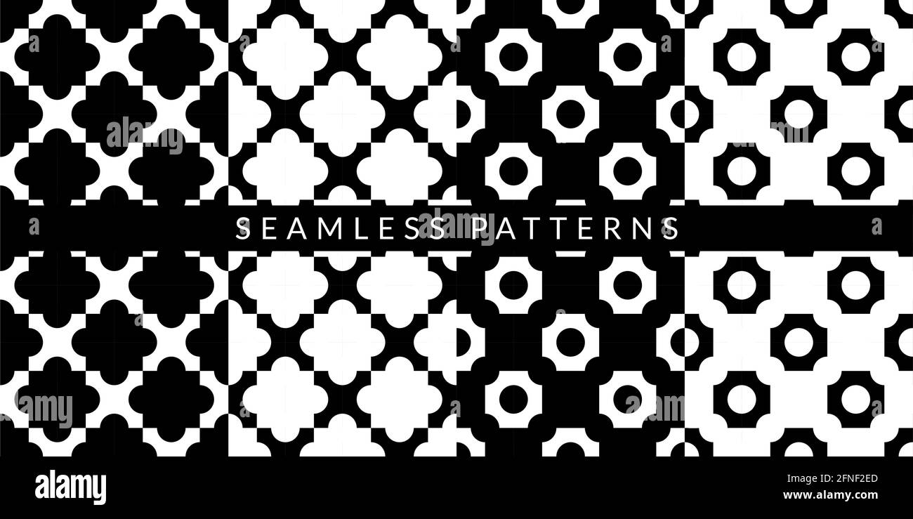 Abstract Black And White Geometric Background Patterns Vector Set Stock ...