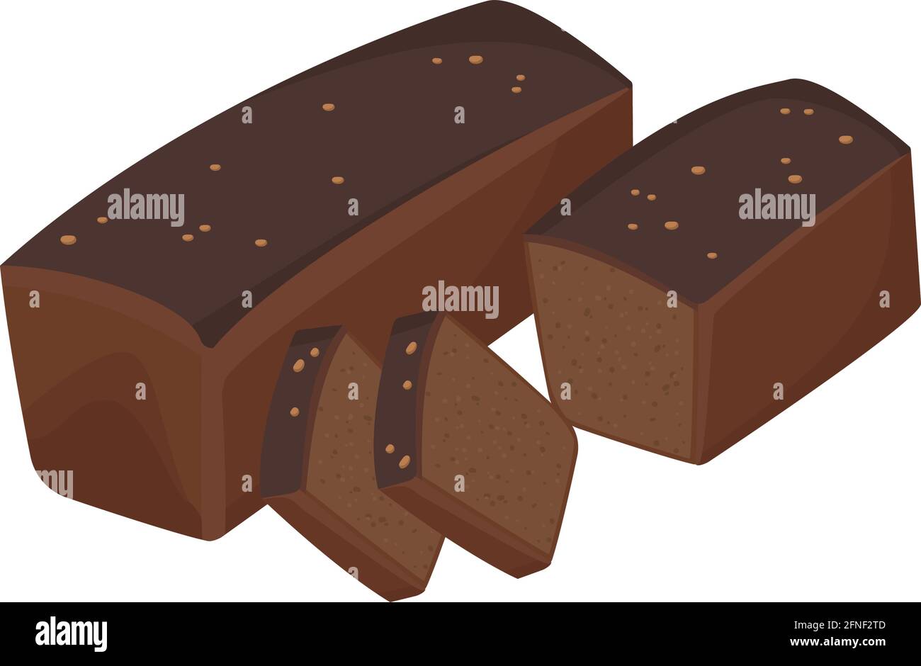 Whole and sliced rye black bread with seeds. Bakery product on a white ...