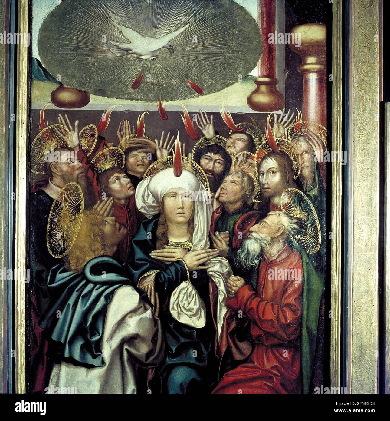 'The painting ''Pentecost'' by Hans Fries (1460-1523) in the Museum of Art and History in Fribourg, Switzerland. [automated translation]' Stock Photo