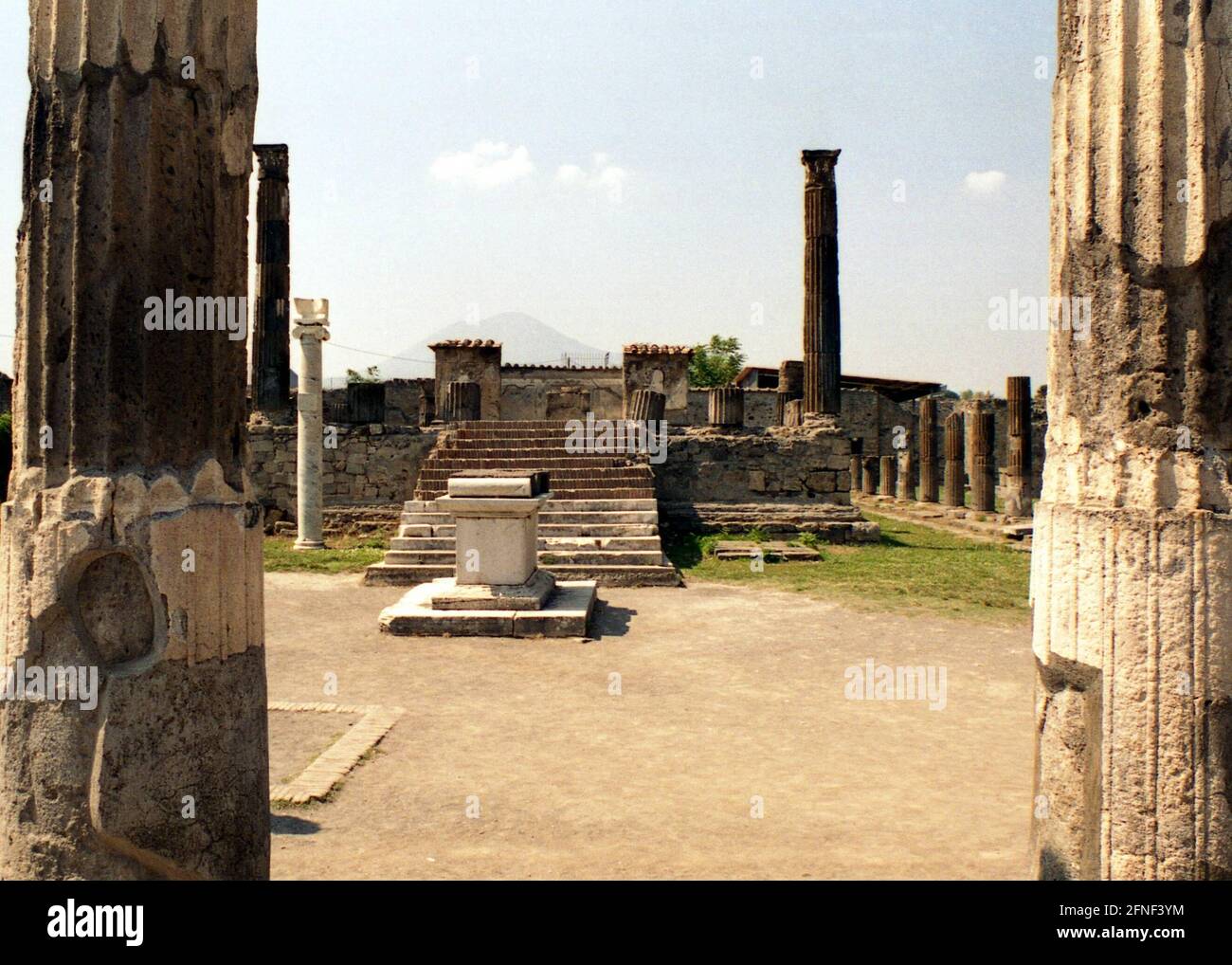 Pompeii with a view of Vesuvius, which before the eruption was a