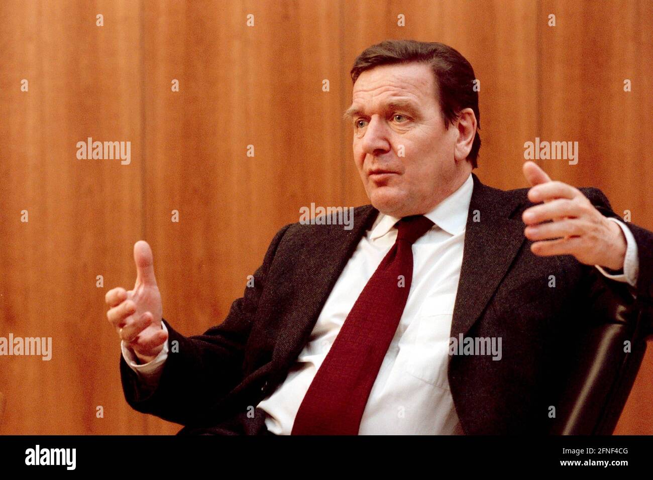 Portrait of German Chancellor Gerhard Schröder (SPD) during an ...