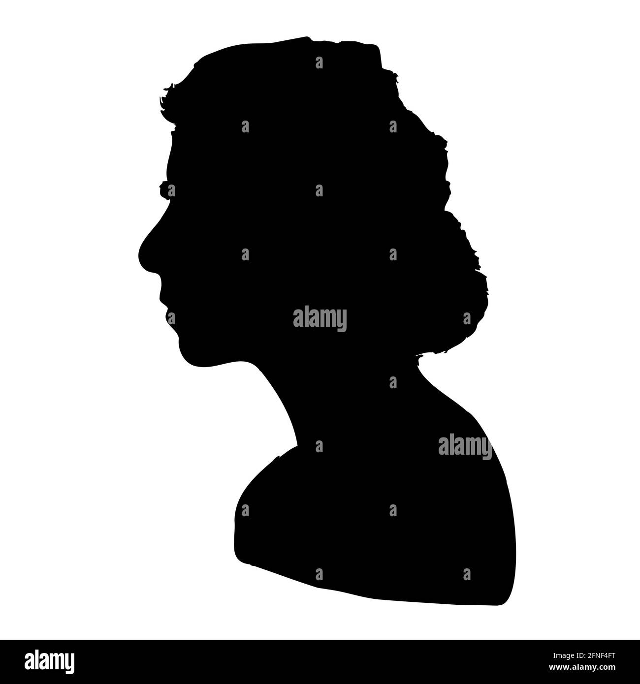 Silhouette of elegant woman face profile. Black grey on white background. Vector illustration. Stock Vector