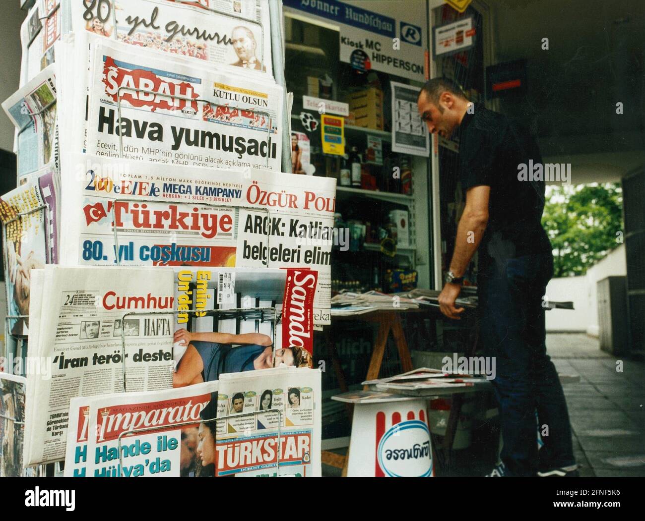 Turkish newspapers at a German kiosk. [automated translation] Stock ...