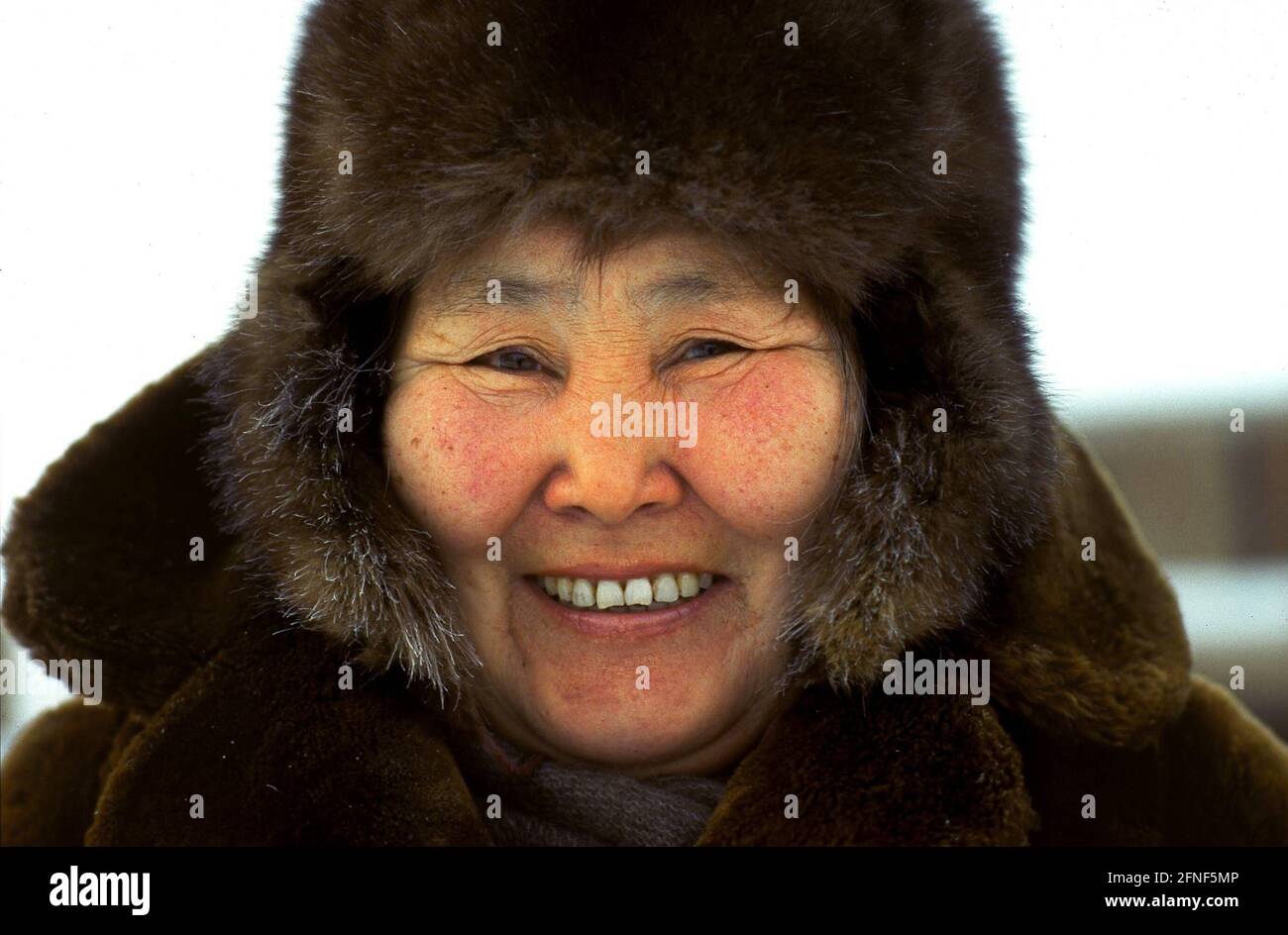 Portrait of a Russian woman wearing a fur hat. [automated translation] Stock Photo