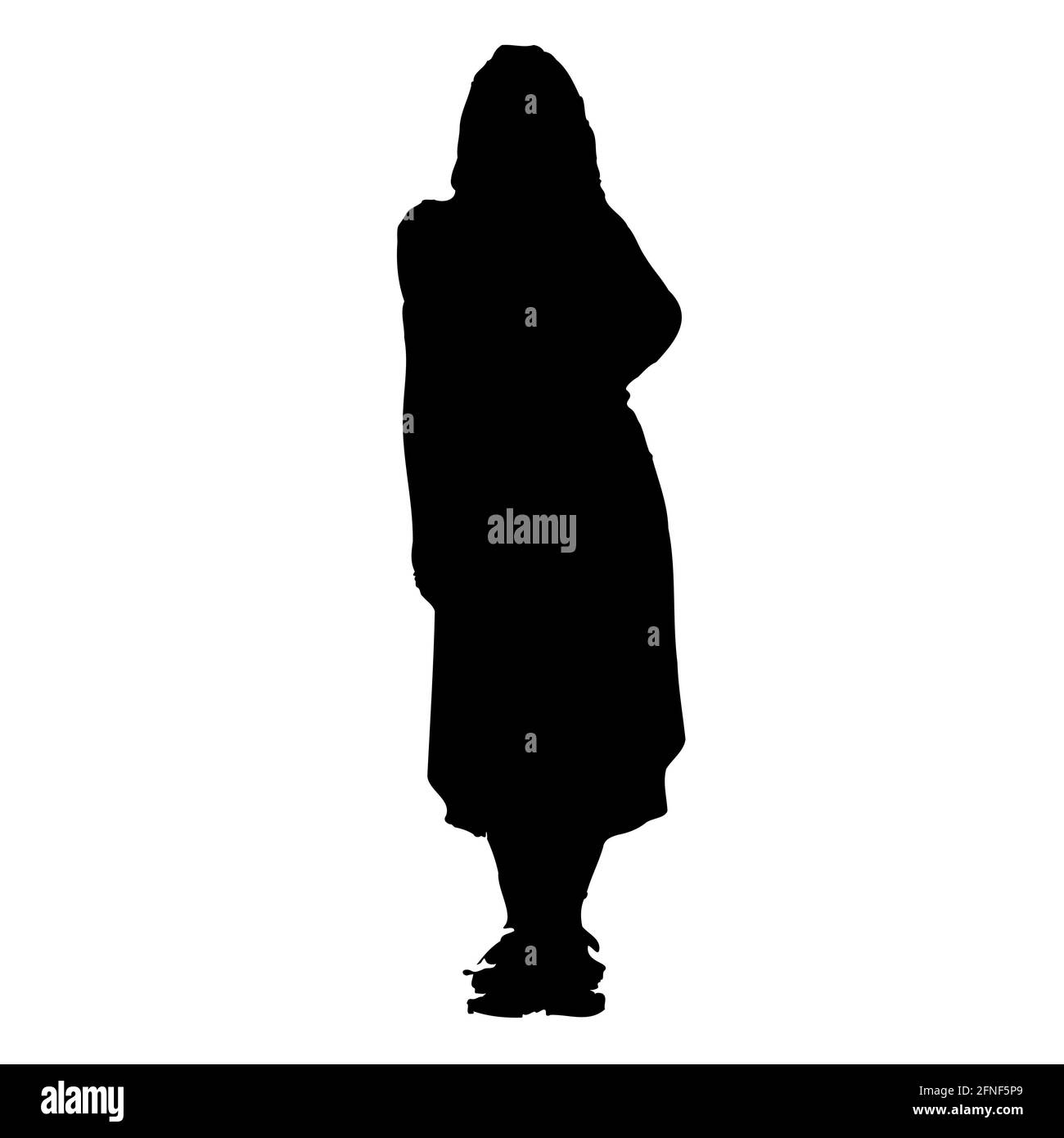 Silhouette of elegant woman in a dress standing. Black grey on white  background. Vector illustration Stock Vector Image & Art - Alamy