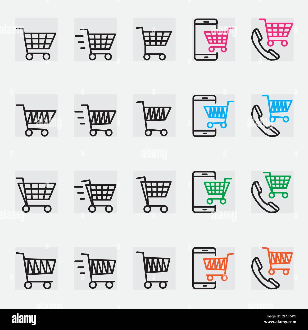 outline buying icon set Stock Vector