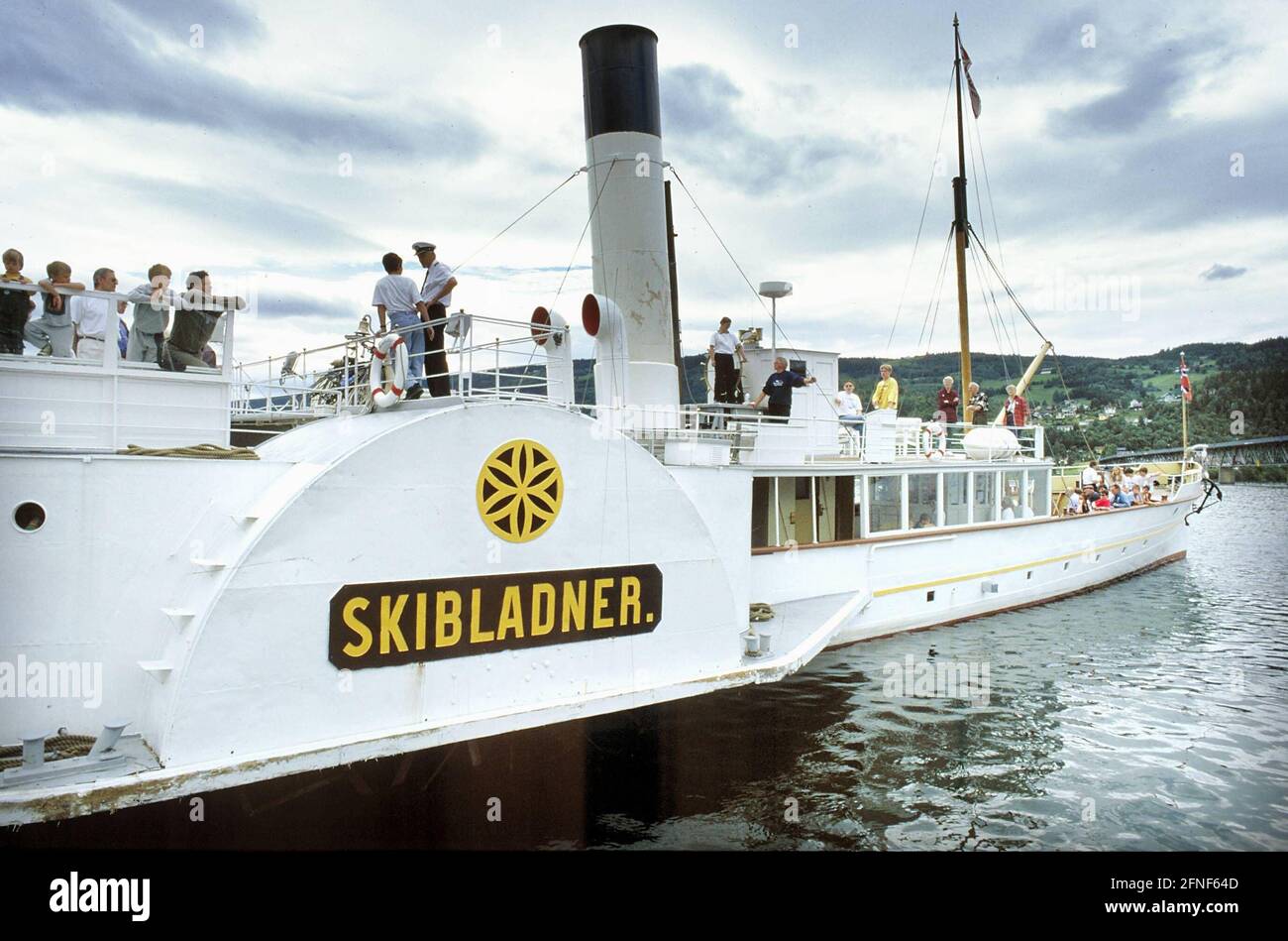 'The paddle steamer ''Skibladner'', built in 1856, sails on the 100 km long and 368 sqm large Mjosasee. [automated translation]' Stock Photo