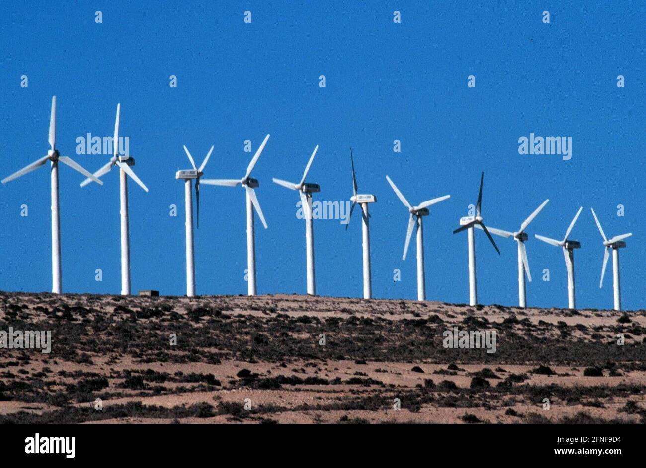 FUERTEVENTURA - CANARY ISLANDS ENERGY PRODUCTION THROUGH WINDMILLS IN THE SOUTH OF THE ISLAND. [automated translation] Stock Photo