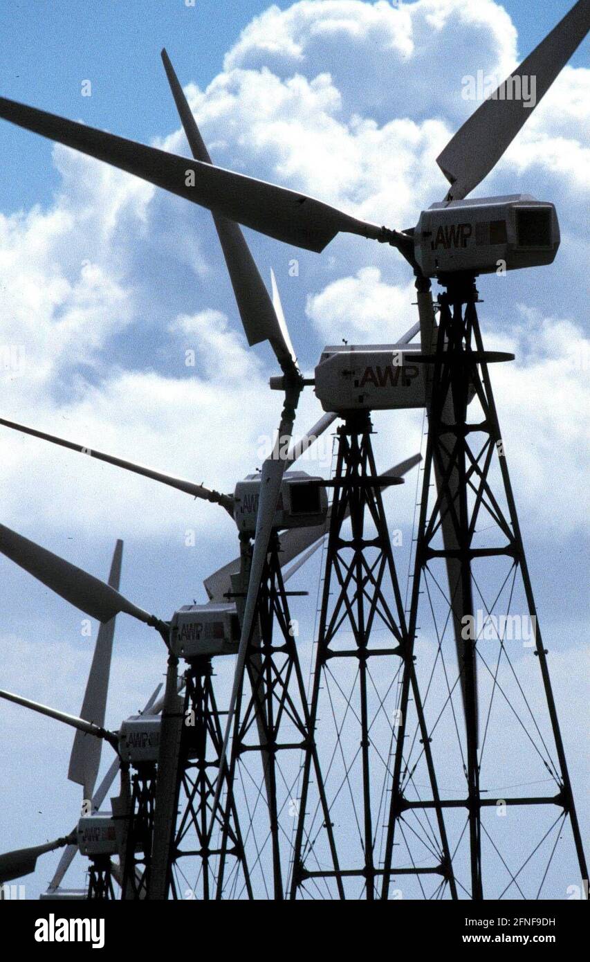LANZAROTE-CANARY ISLANDS Wind turbines on Lanzarote. [automated translation] Stock Photo