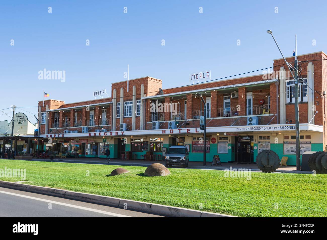 Exterior of the North Gregory Hotel, an old pub in Winton, Central