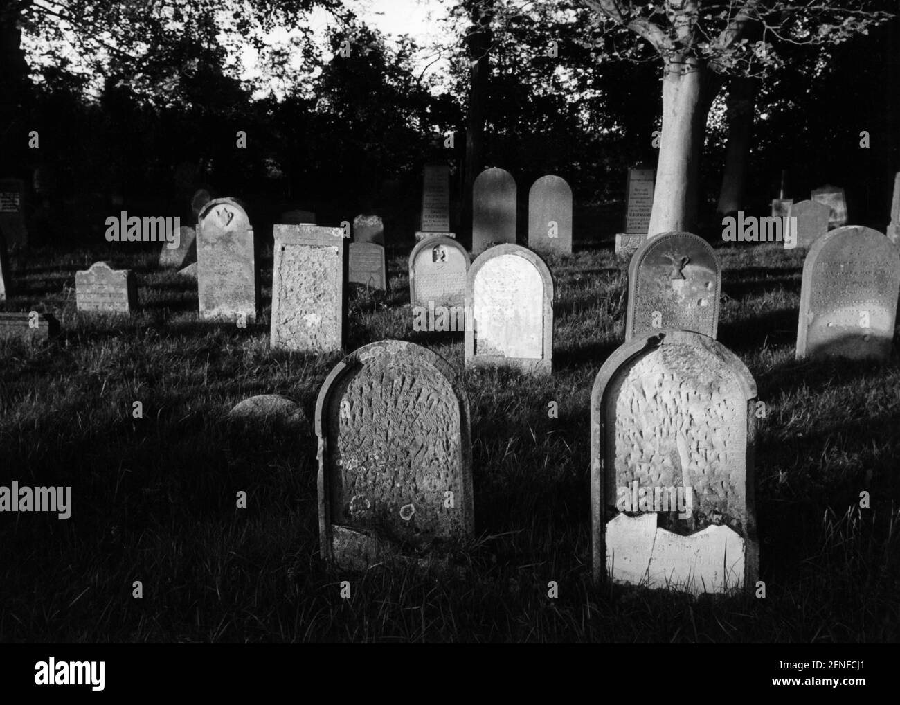 Graves in a Jewish cemetery. [automated translation] Stock Photo