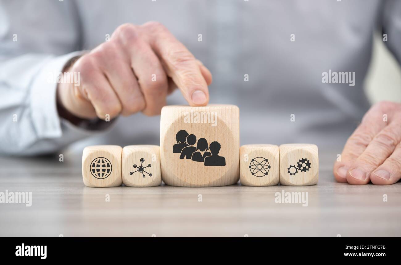 Wooden blocks with symbol of followers concept Stock Photo - Alamy