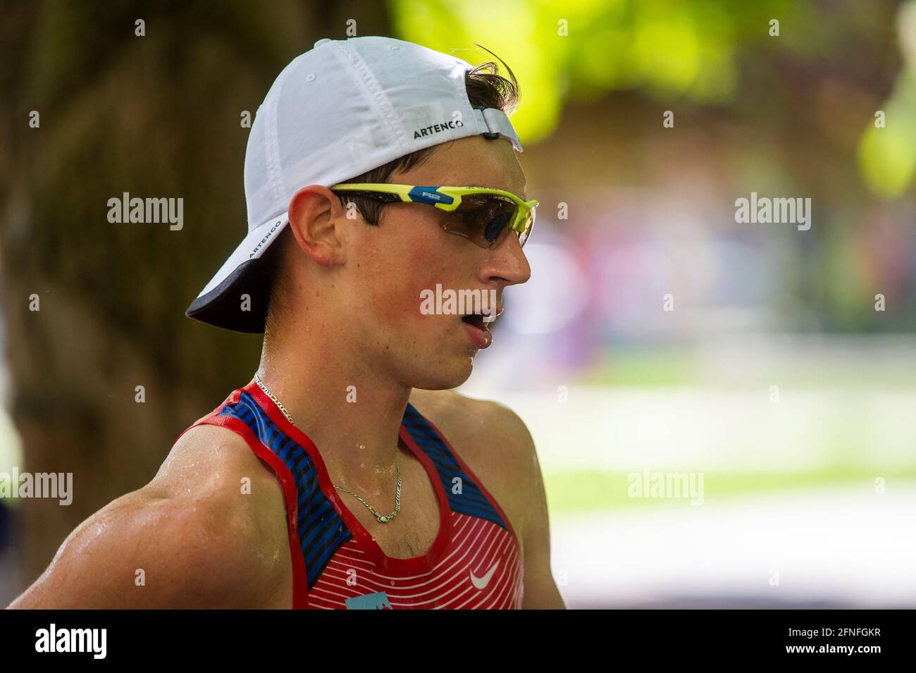 Podebrady, Czech Republic. 16th May, 2021. Vit Hlavec (Czech) competes in the European Race Walking Team Championship, 20 km race, in Podebrady, Czech Republic, on May 16, 2021. Credit: Josef Vostarek/CTK Photo/Alamy Live News Stock Photo