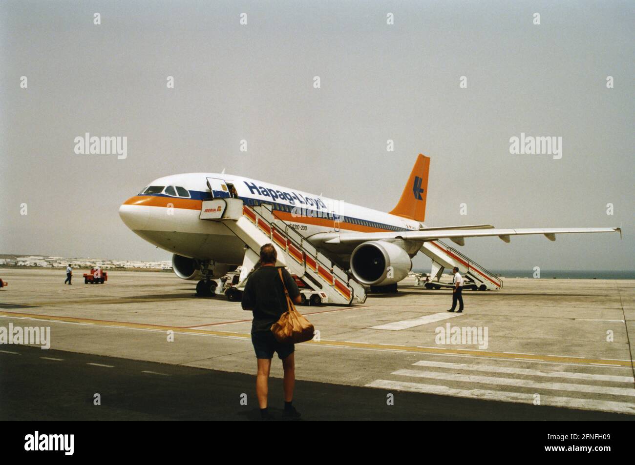 An Airbus A310-200 of the German airline Hapag-Lloyd flight on the apron of  Lanzarote airport. [automated translation] Stock Photo - Alamy