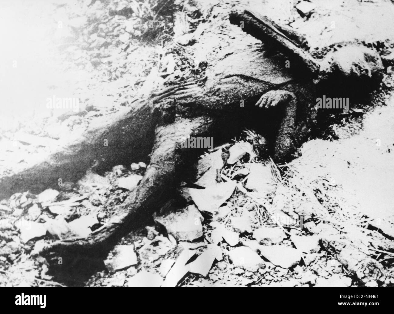 The body of a boy after the atomic bomb was dropped during World War II in Nagasaki. [automated translation] Stock Photo
