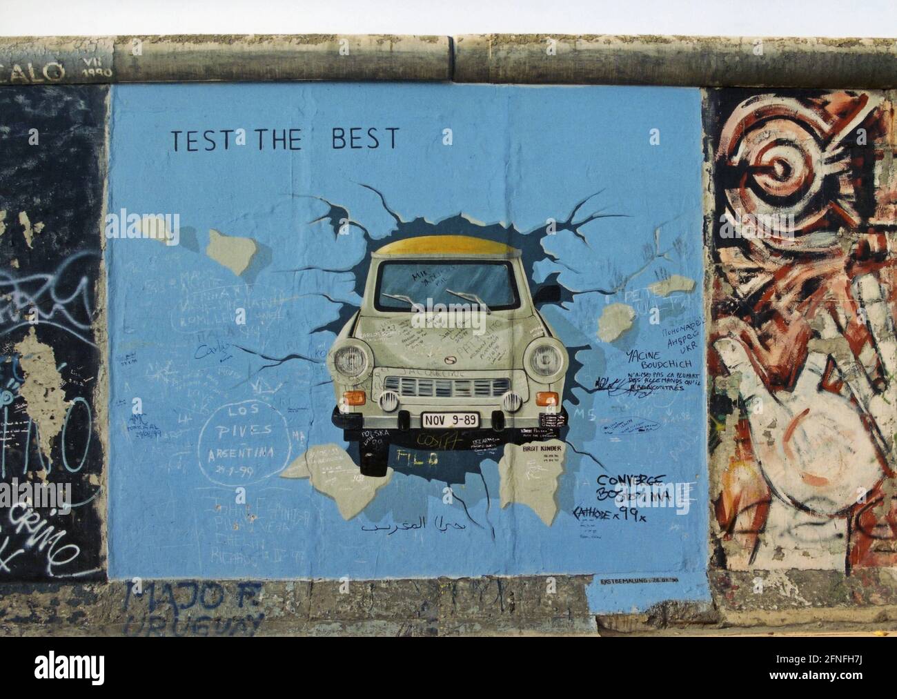 'The picture ''Test the Best'' by Birgit Kinder shows a Trabant 601 breaking through a wall. [automated translation]' Stock Photo