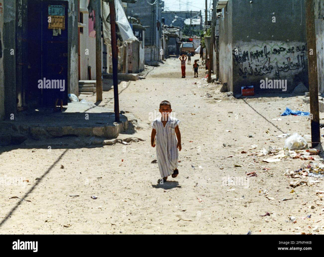 Children have fled and landed in the Jabalila refugee camp in Gaza. [automated translation] Stock Photo