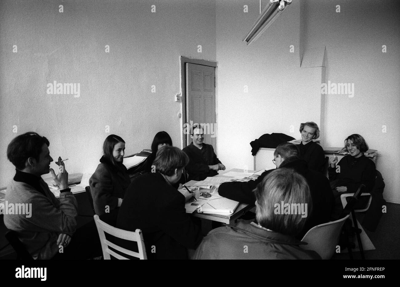 Germany, Berlin, 03.02.1993, Klaus Biesenbach, managing director Kunstwerke e.V.. (Mitte.), meeting, (former margarine factory), Auguststraße, . [automated translation] Stock Photo