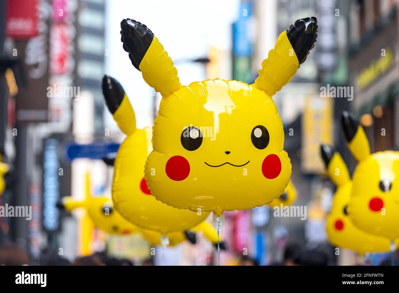 SEOUL - SEPT 24: A big balloon - Pikachu figure from Pokemon anime in Seoul on September 24. 2016 in South Korea Stock Photo