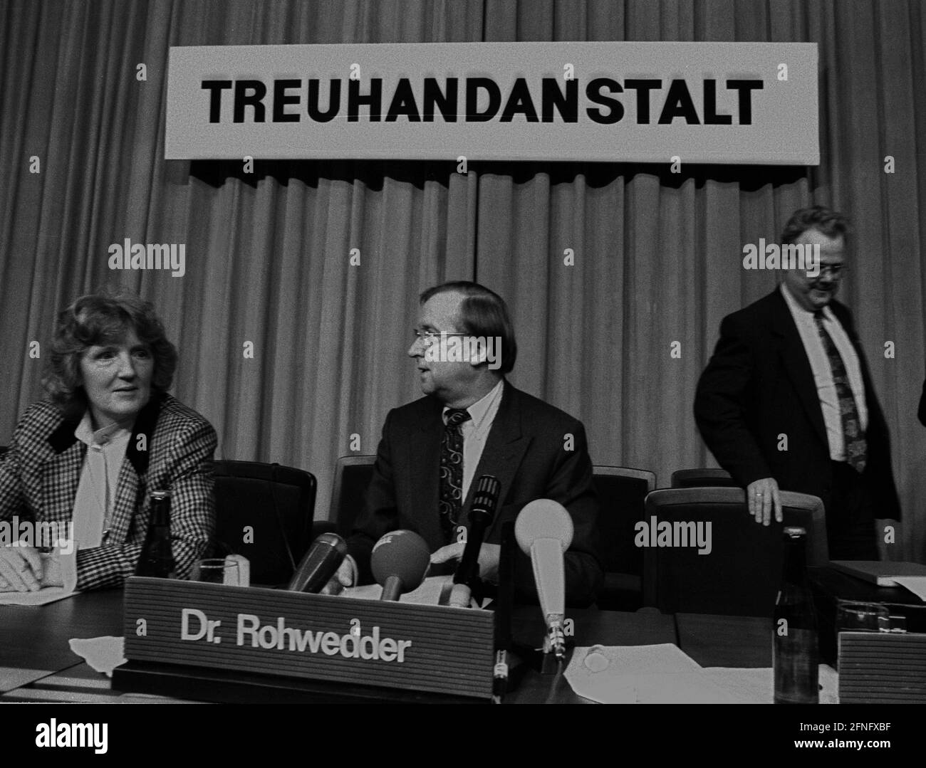 Berlin / GDR / Economy / 1991 Treuhand-Anstalt, Board of Directors. Birgit Breuel, Detlev Rohwedder, Guenther Halm // Unification / Unity / Treuhand / Industry / [automated translation] Stock Photo