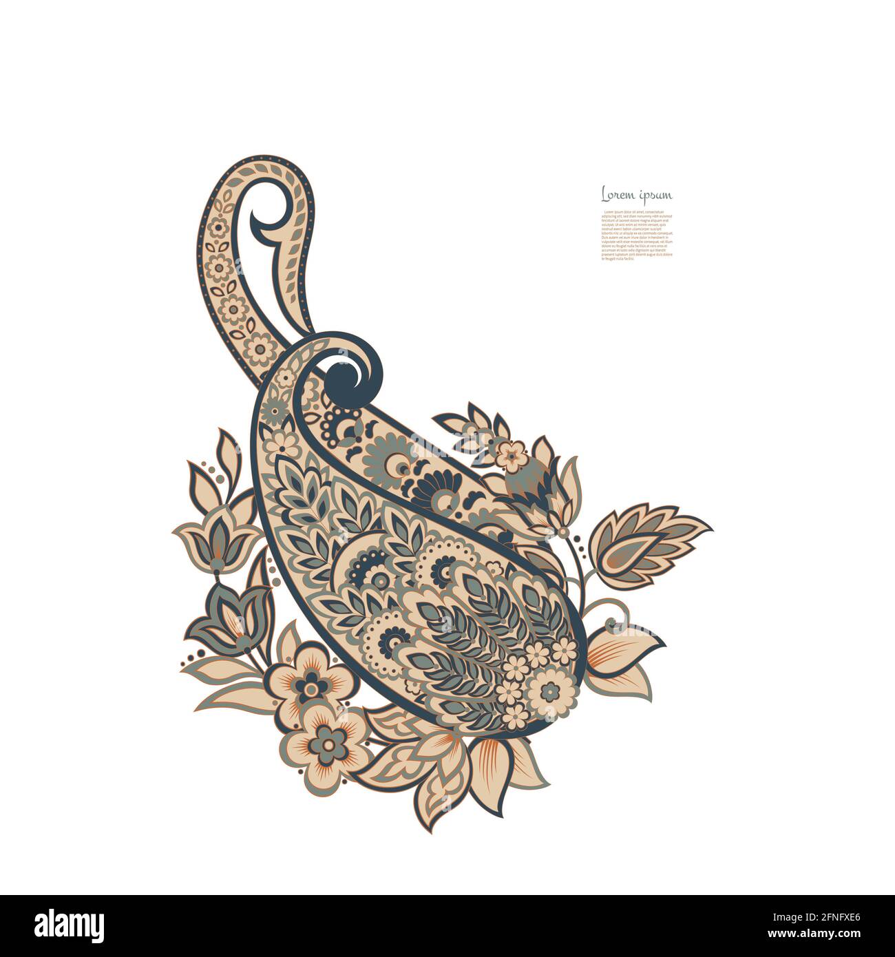 Vector Isolated indian pattern with paisley Stock Vector
