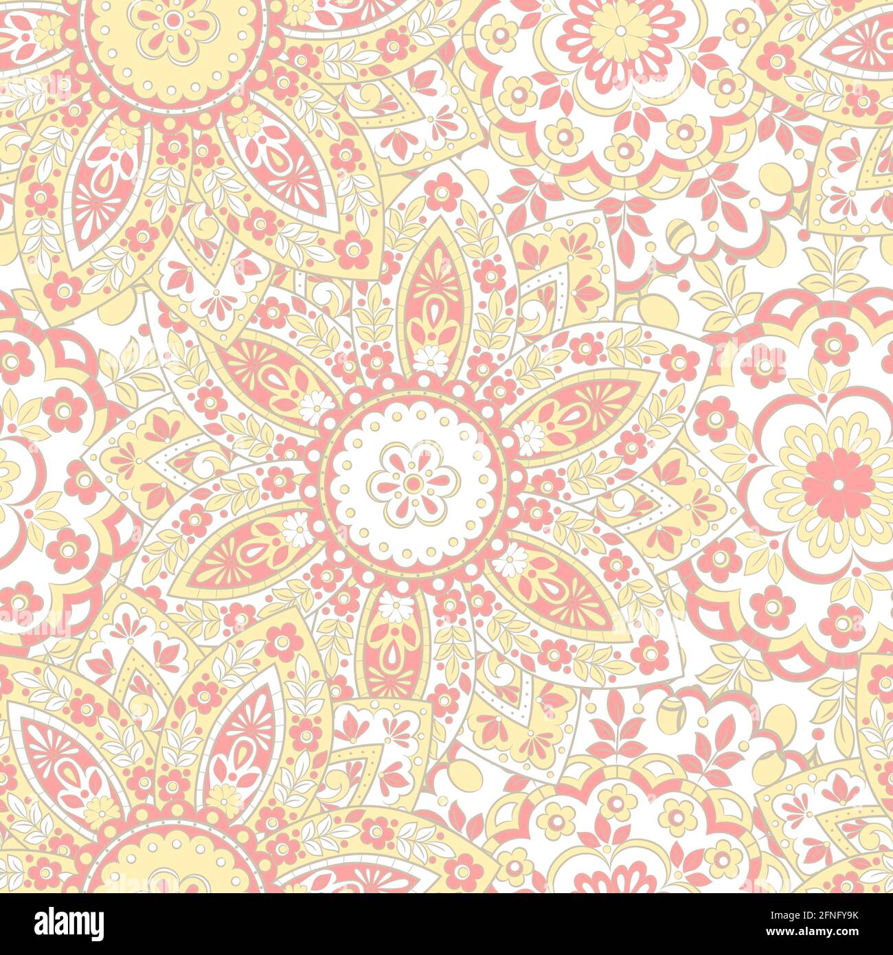 Colorful floral seamless pattern. Vector ethnic mandala background Stock Vector