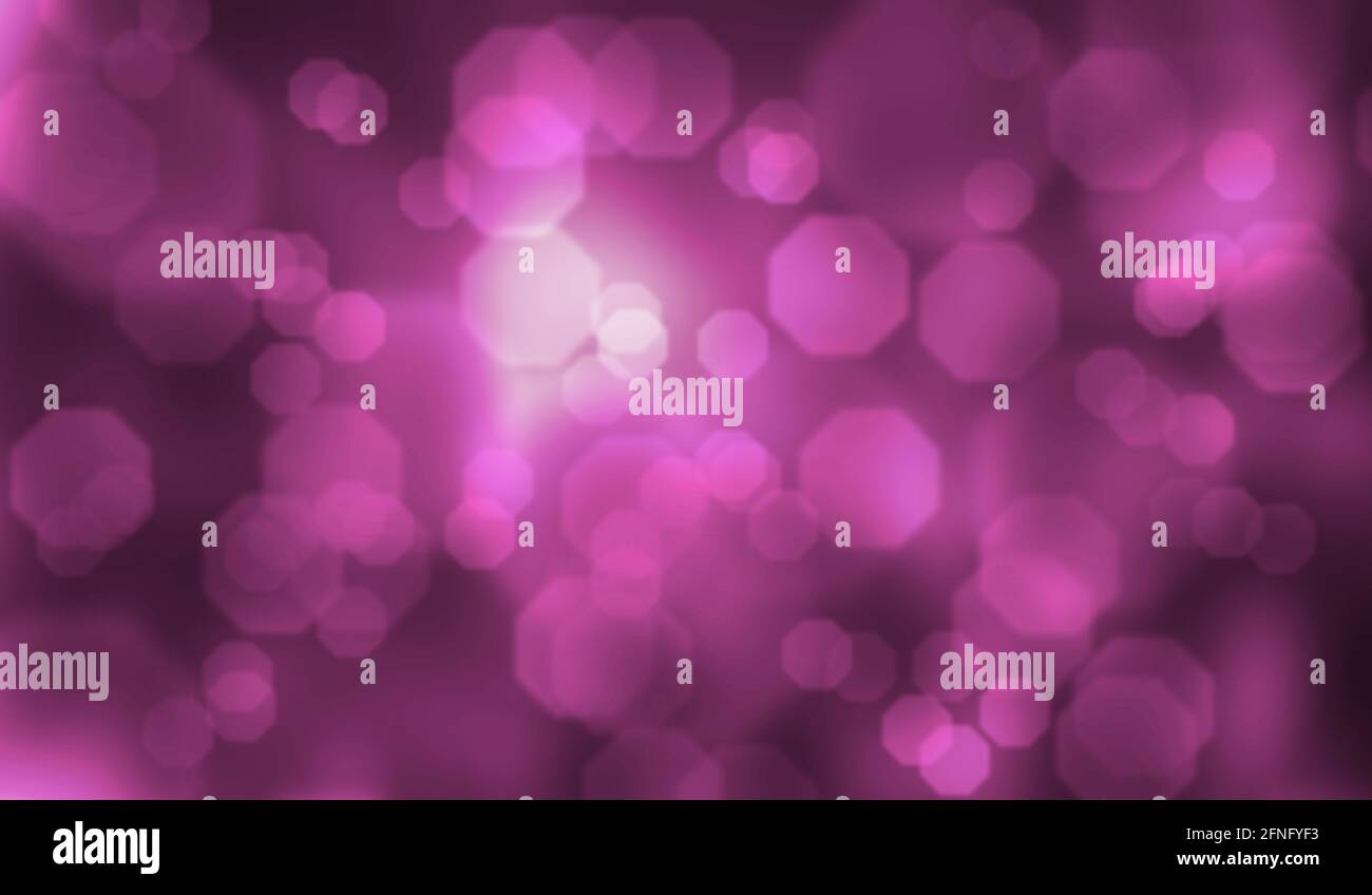Purple abstract background with blurred hexagonal bokeh Stock Photo