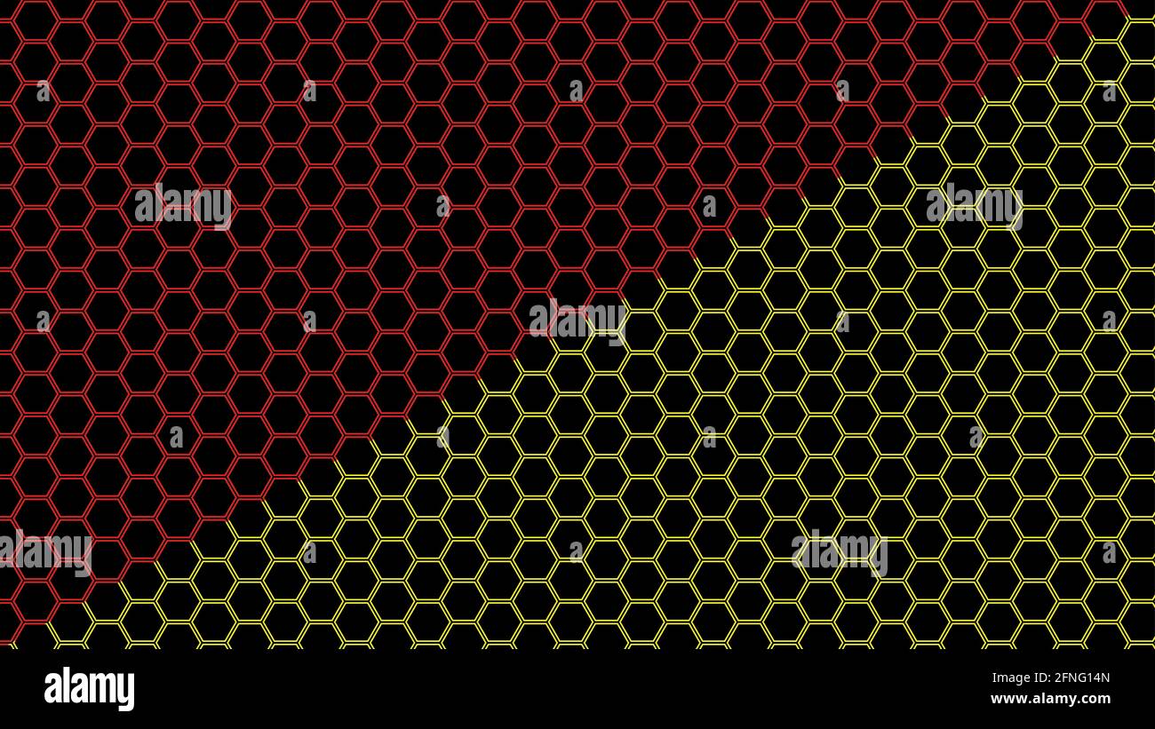 Red and yellow hexagons Abstract illustration background Stock Vector
