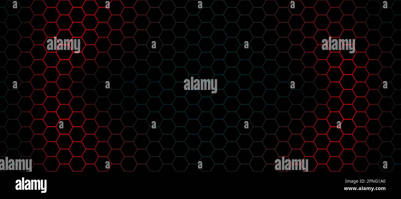 dark hexagon background and blue light with real texture illustration Stock Vector