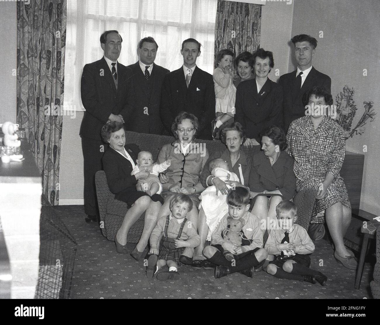 1960s, historical, after a christening, a large family, of several