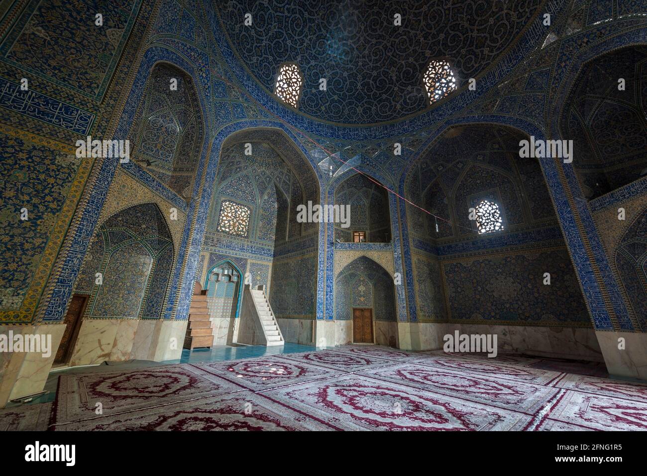 The prayer hall of the Chahar Bagh Theological School in Isfahan, Iran. Stock Photo
