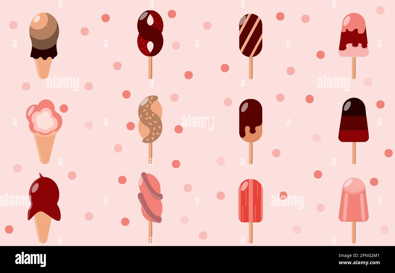Summer sweets set. Ice cream different tastes Stock Vector