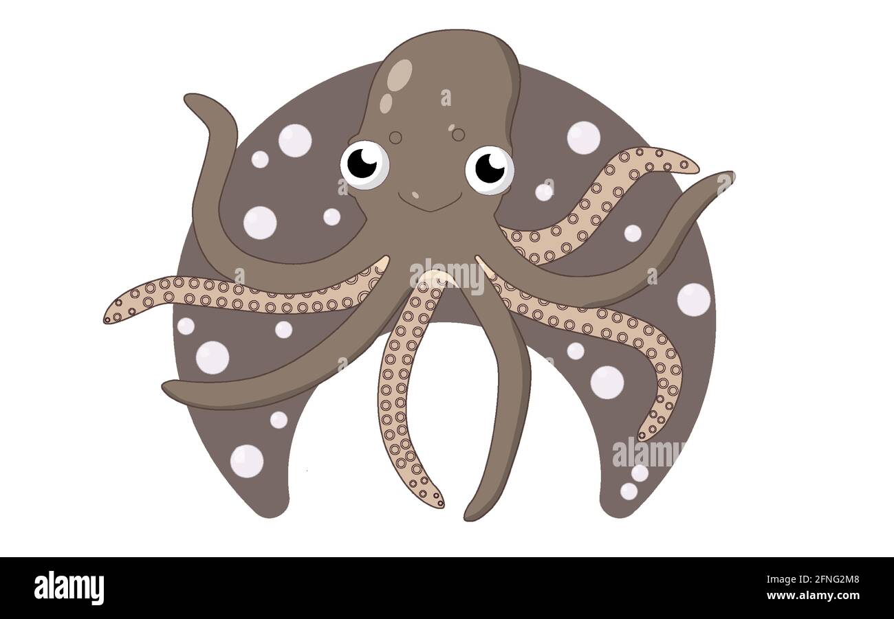 Brown octopus cute sea dweller Stock Vector